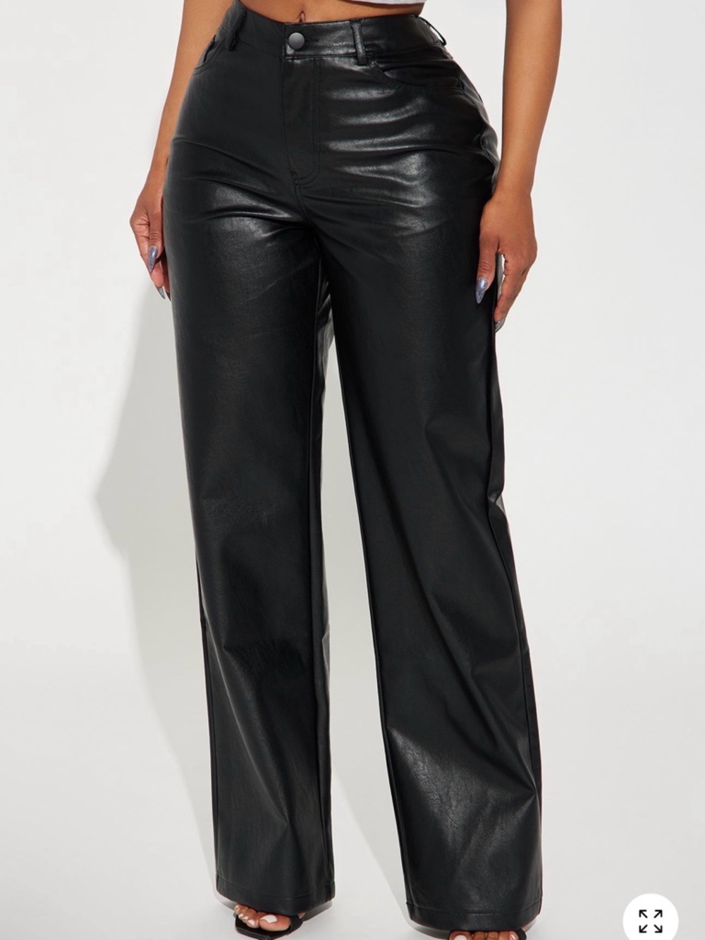 Fashion Nova Black Faux Leather Wide Leg Pants